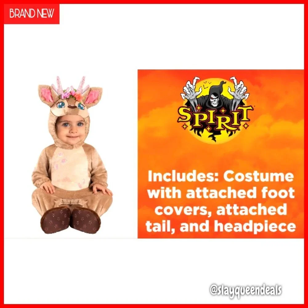 Baby Faux Fur Fawn Costume 6-12 Months Halloween Polyester Loose Fit